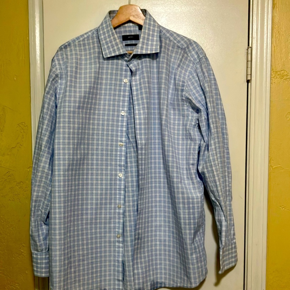 Hugo Boss Blue Casual Checkered Button Down Shirt